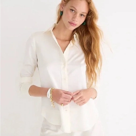J. Crew Tops - J. CREW Slim Fit Drapey Shirt In Luster Crepe Size 8 Old Money